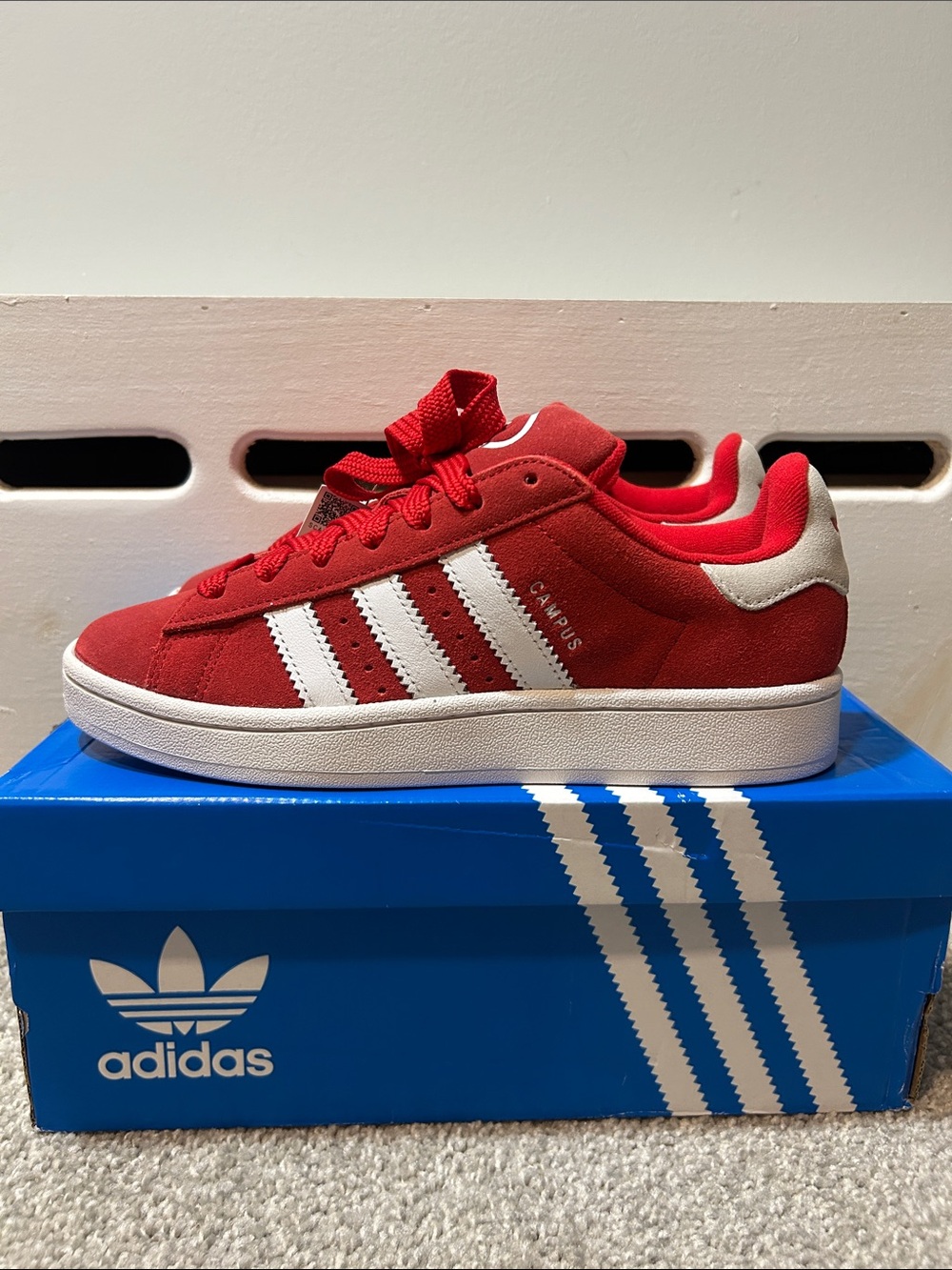 Adidas Campus 00s Scarlet Red and White Suede Sneakers